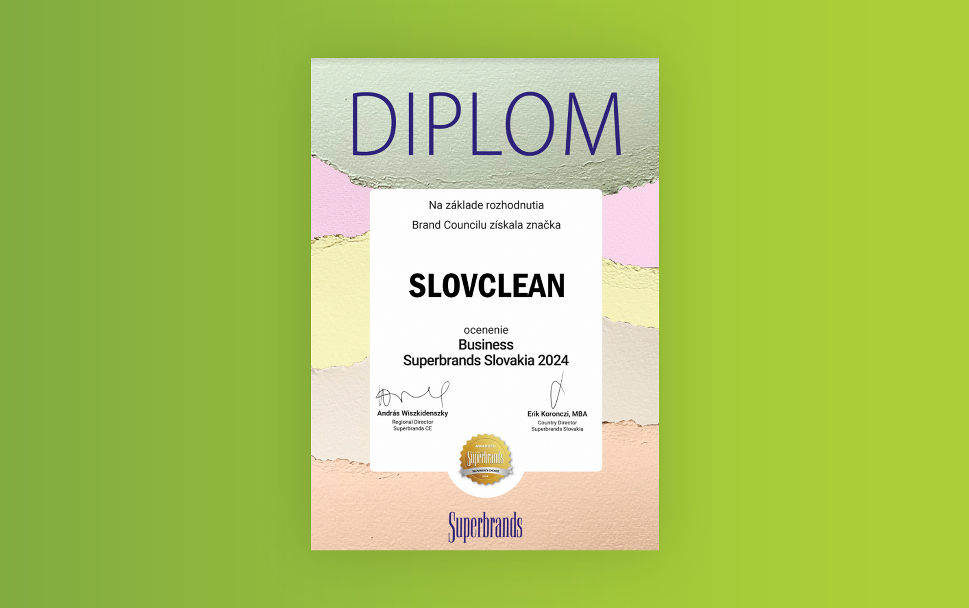 superbrands 2024 slovclean cleaning company award Bratislava slovakia